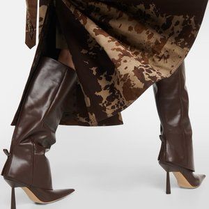 Gia Borghini Dark Brown Leather Heeled Boots